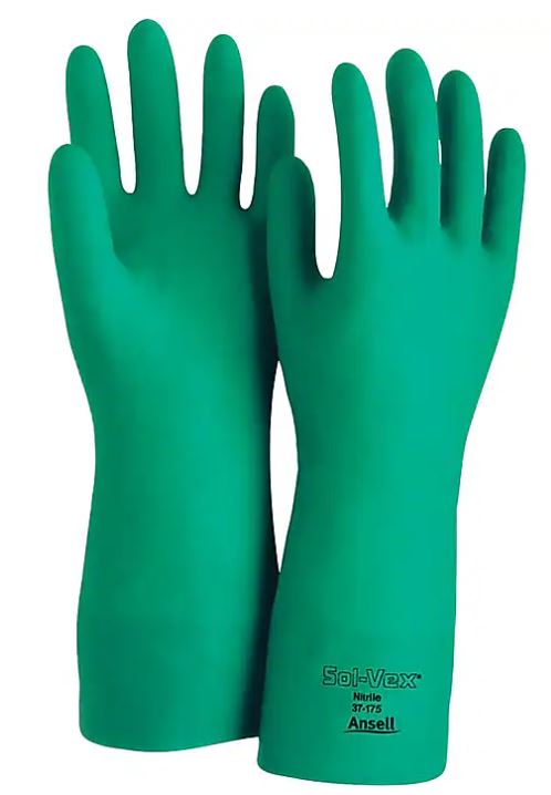 FLOCK LINED NITRILE GLV LG  12PR/BX, GREEN