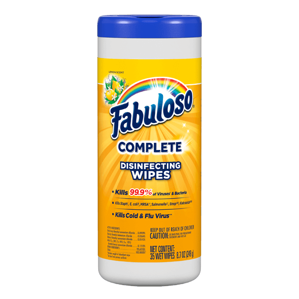 COLGATE FABULOSO COMPLETE WIPES, LEMON, 90 COUNT 4/