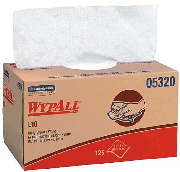 WYPALL L10 PAPER WIPERS, WHITE, 125/Box